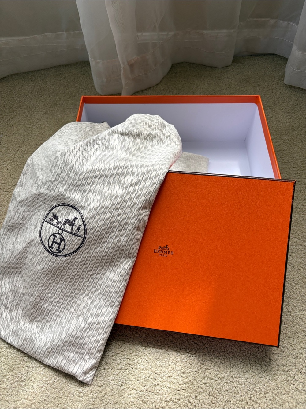 Hermès Orange Shoe Gift Box with 2 Dust Bags